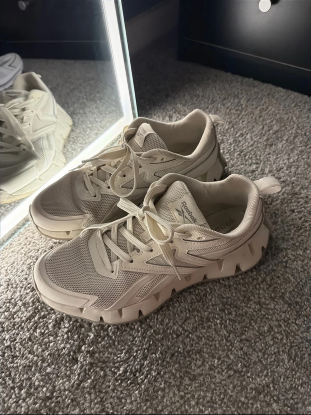 Reebok Women’s Cream Athletic Sneakers - Neutral Lace-Up Design